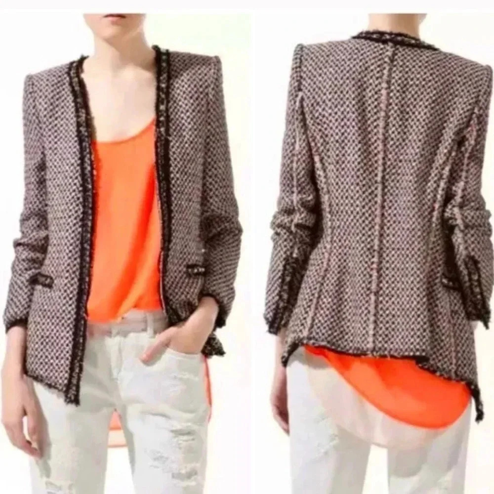 ZARA Studded Y2K Tweed Blazer